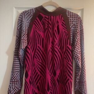 VINTAGE 90s Y2K CUSTO Barcelona dress long sleeve Zebra Animal Pink